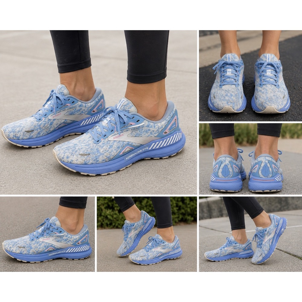 Brooks Adrenaline GTS 23 Womens 8 Blue White Running Shoes 1203811B493